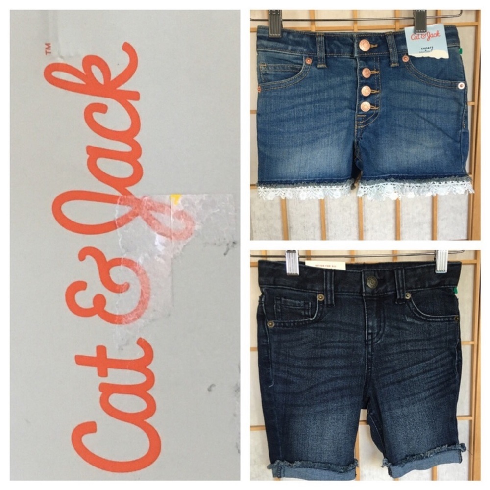 NWT Cat & Jack Bundle of Two Jean Shorts SZ XS 4/5 girls